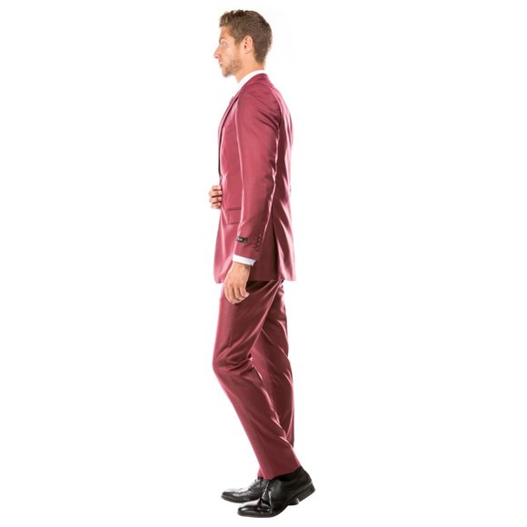 Exquisite Cranberry Sharkskin 3pc Suit w/ Expandable Waistband - Picture 3 of 4